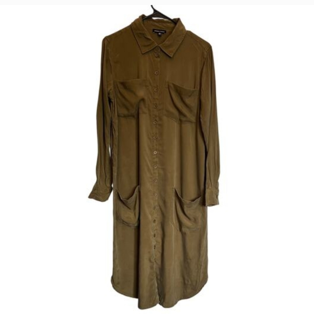 US Rhea Cupro Belted Shirt Dress Olive Green (16)